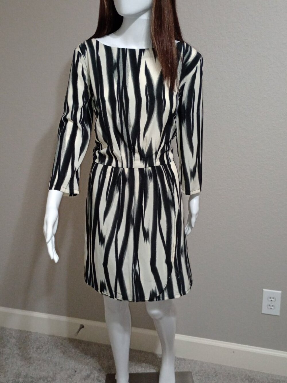 MNG Mango Black & White 3/4 Sleeve Dress XL